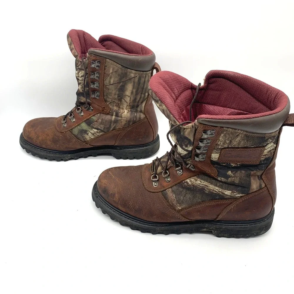 Cabela's Hunting Boots Mens 13EE Brown Camo Leather Lace Up Lug Sole‎ 81-4056